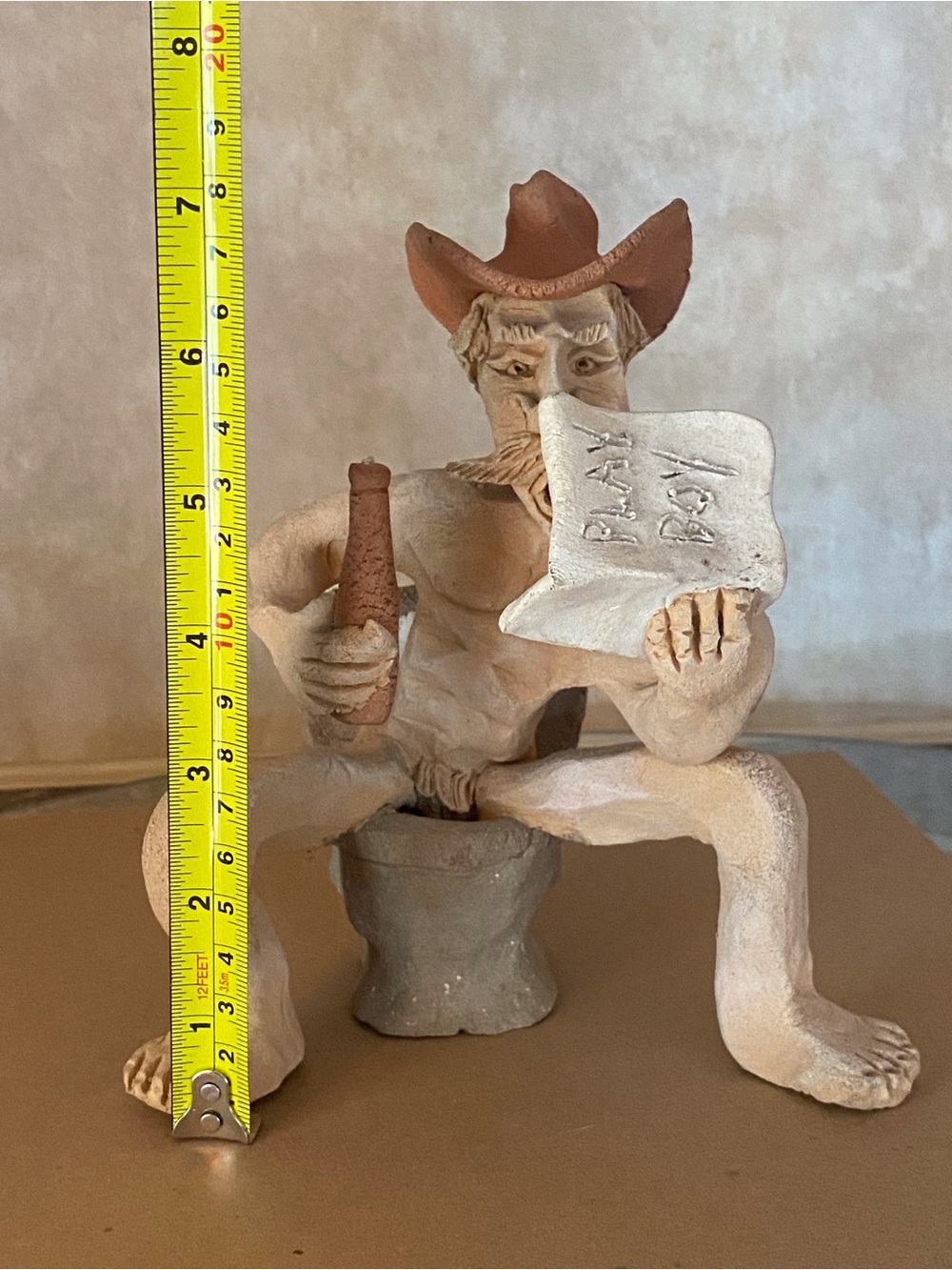 Handcrafted Ceramic Cowboy Sculpture by Tom Schoolcraft Vintage Folk Art - Picture 8 of 8